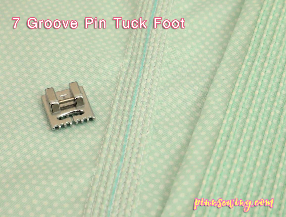 ตีนผีตีเกล็ด 7 Groove Pin Truck Foot พร้อมตัวอย่างผ้าที่ตีเกล็ดแล้ว